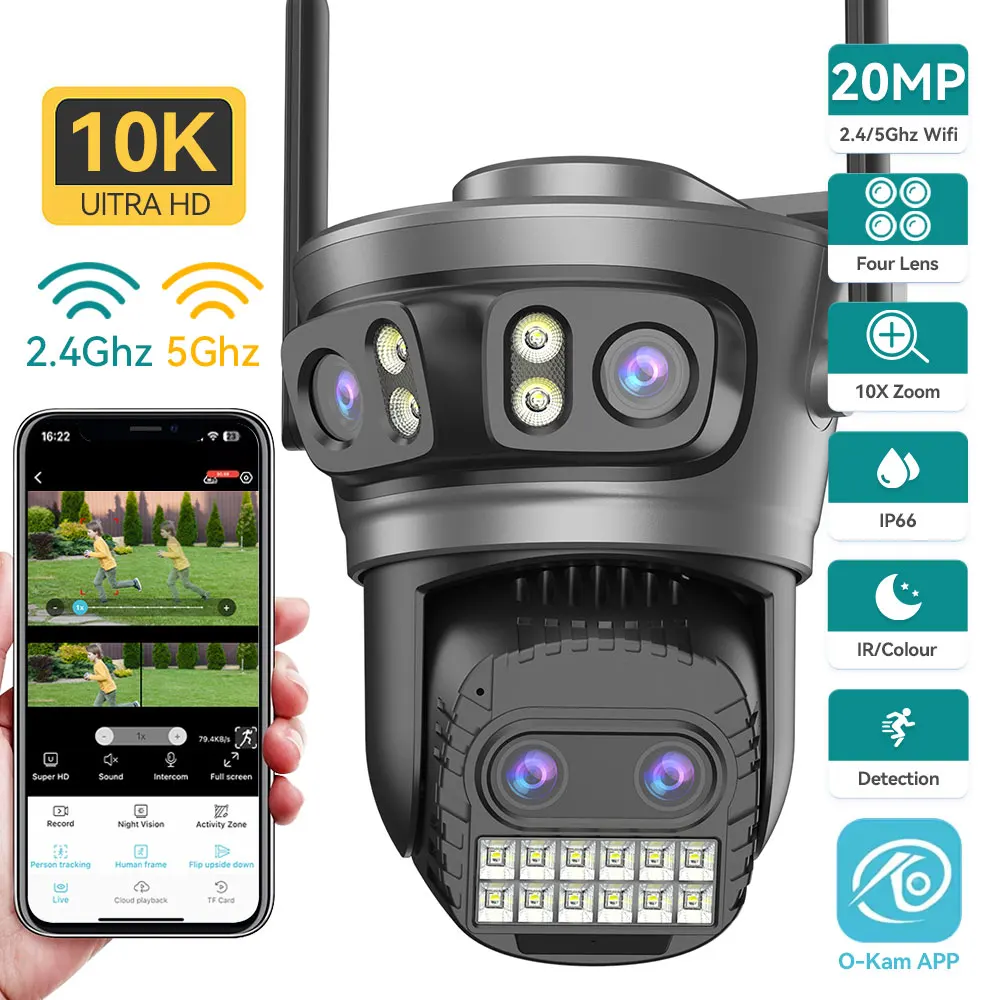 Home Security Kamera - 8K 20MP Four Lens Three Screens