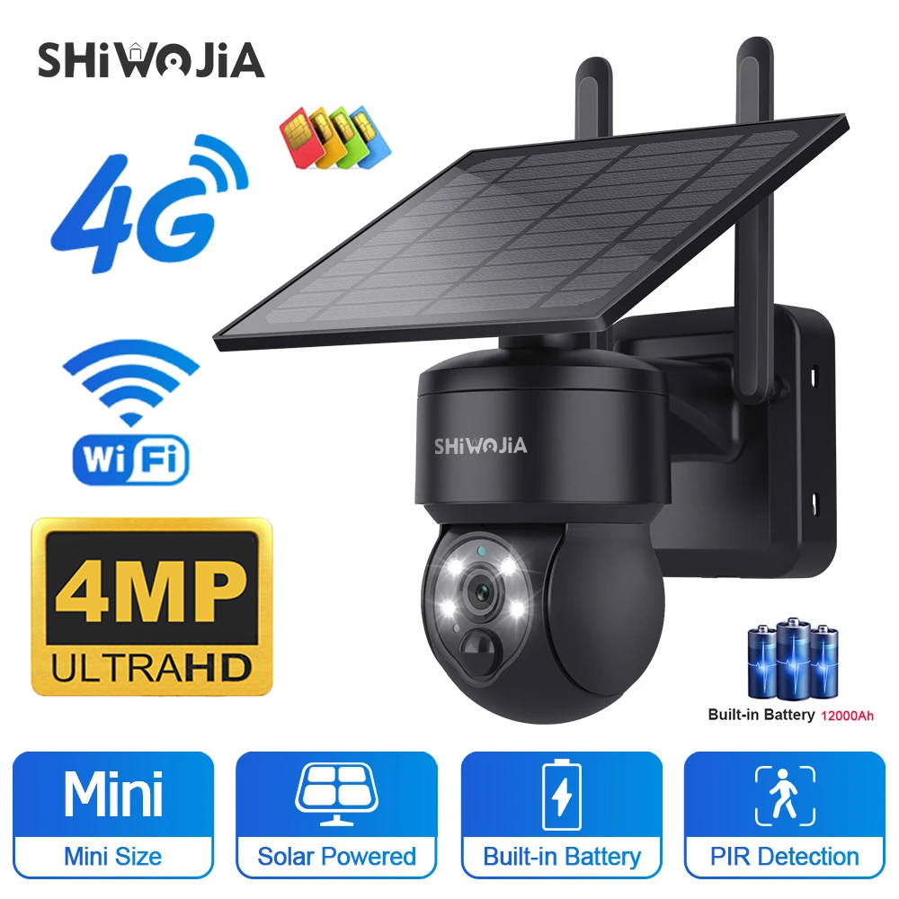 Home Yard Security Cameras - SHIWOJIA WIFI Wireless PTZ Solar Camera