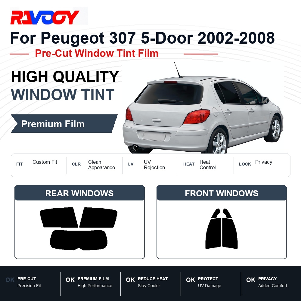 Home Security For Windows - Premium Pre-Cut Window Tint For Peugeot
