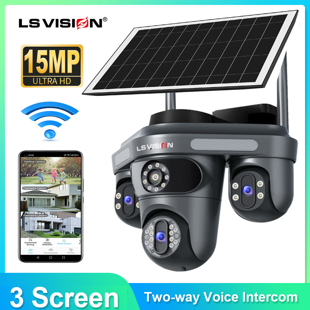 Home Yard Security Cameras - LS VISION Multiple Lens 3 Screen