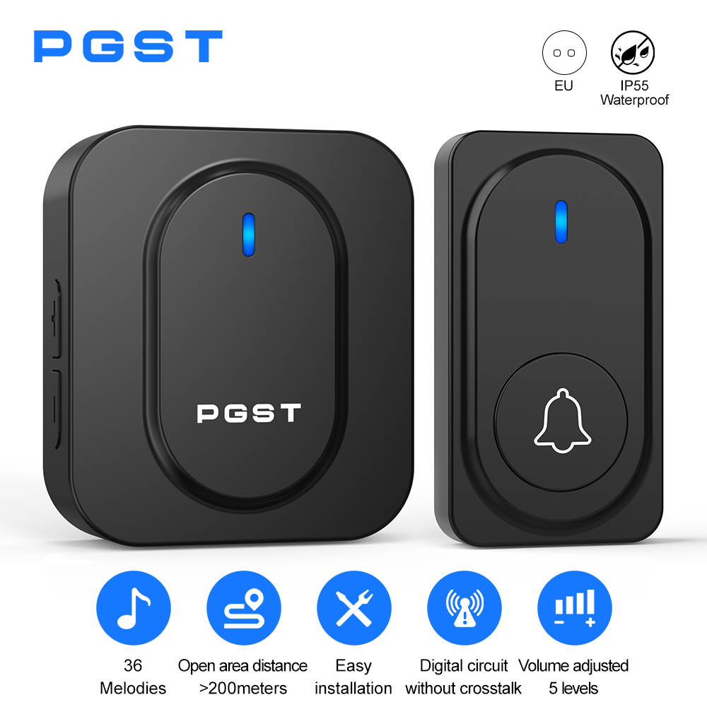 Home Security Outdoor - PGST Wireless Doorbell 36 Chimes LED