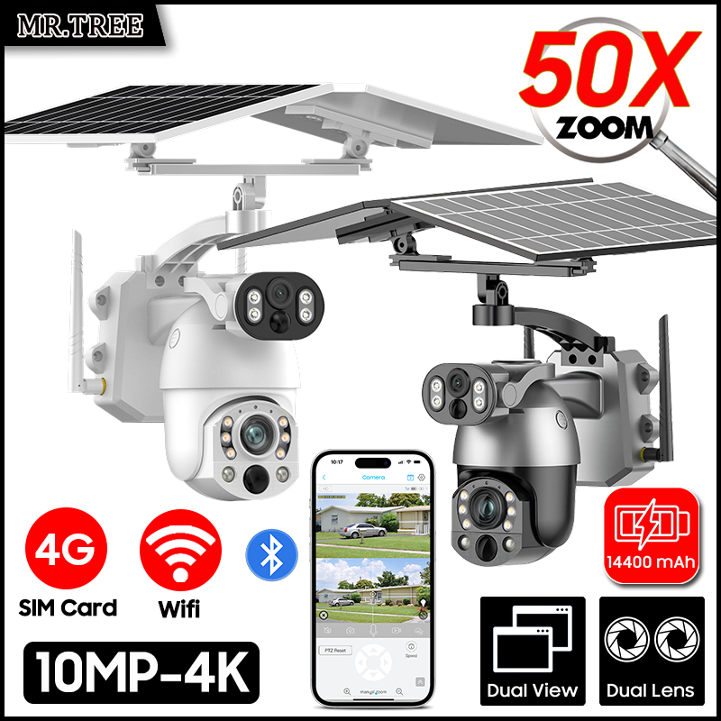 Home Yard Security Cameras - 4K 50X Optical Zoom Dual Lens