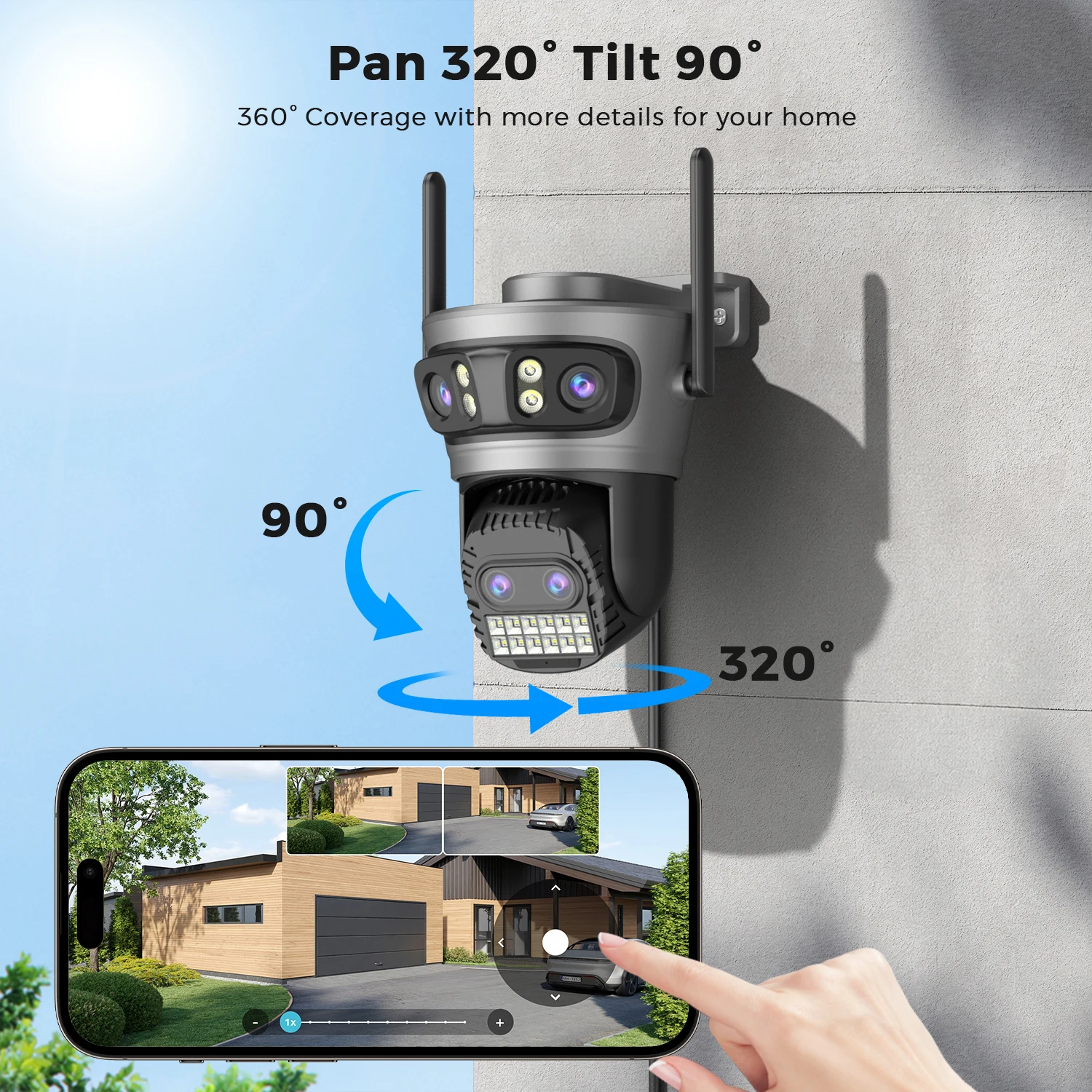8K 20MP Four Lens Three Screen - Home Security Kamera ulasan dan harga