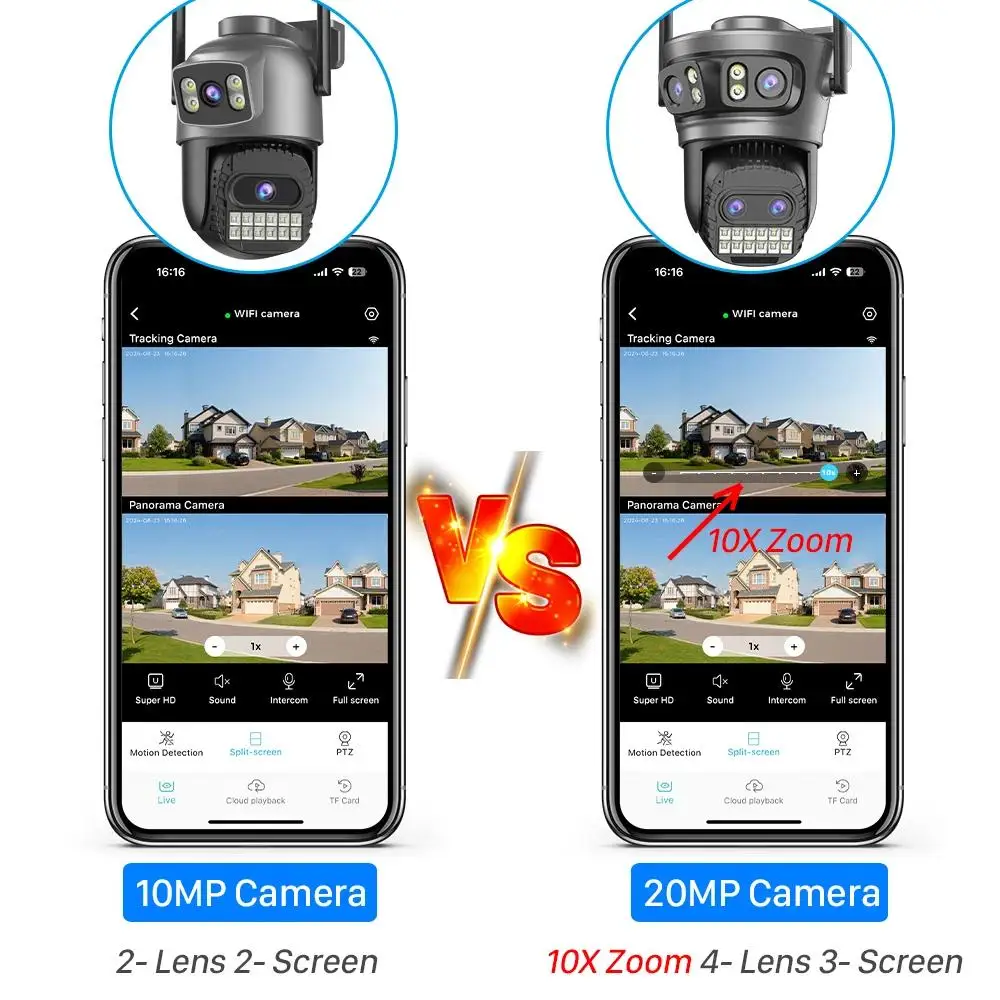 8K 20MP Four Lens Three Screen - Home Security Kamera ulasan dan harga