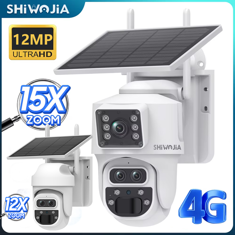 SHIWOJIA 12MP 6K 15X Zoom Sola - Home Yard Security Cameras ulasan dan harga