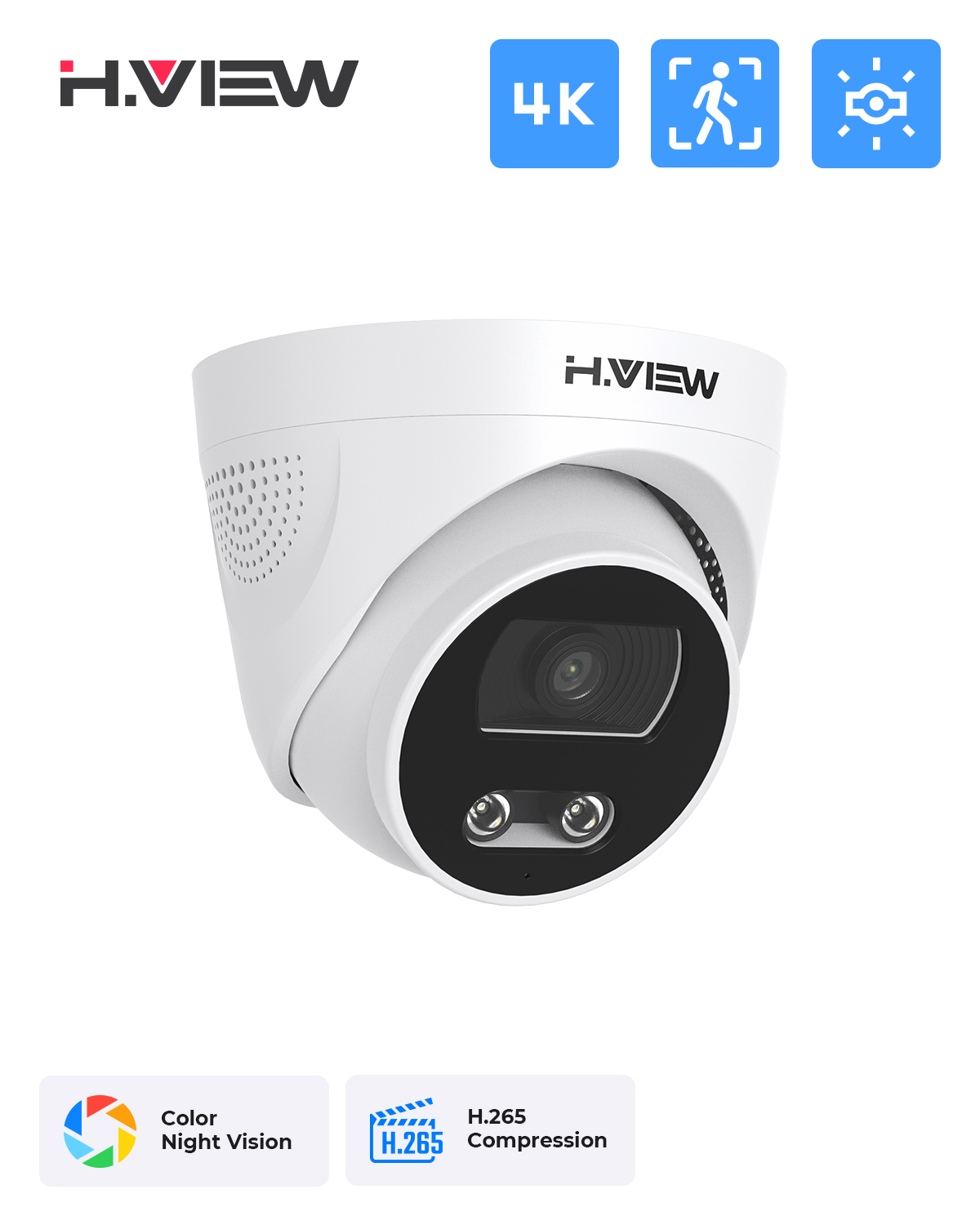 H.View 8Mp Poe Ip Camera Ai Fa - Home Security Kamera ulasan dan harga