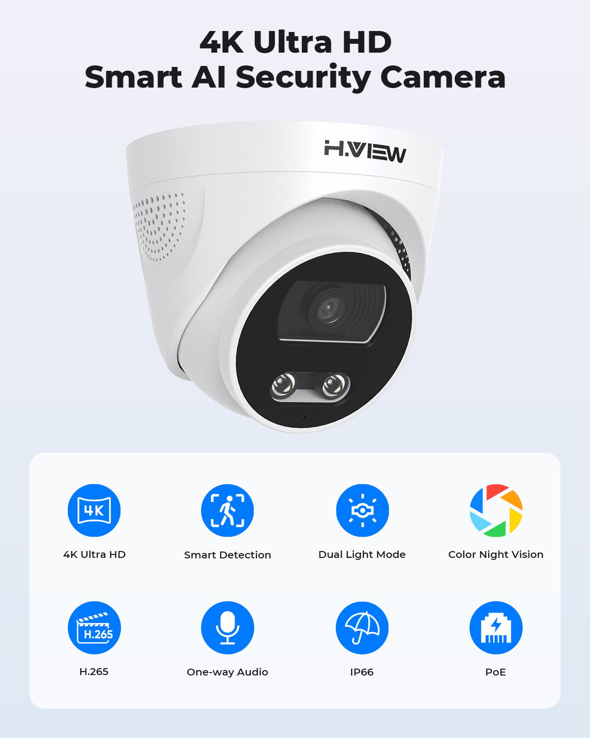 H.View 8Mp Poe Ip Camera Ai Fa - Home Security Kamera ulasan dan harga