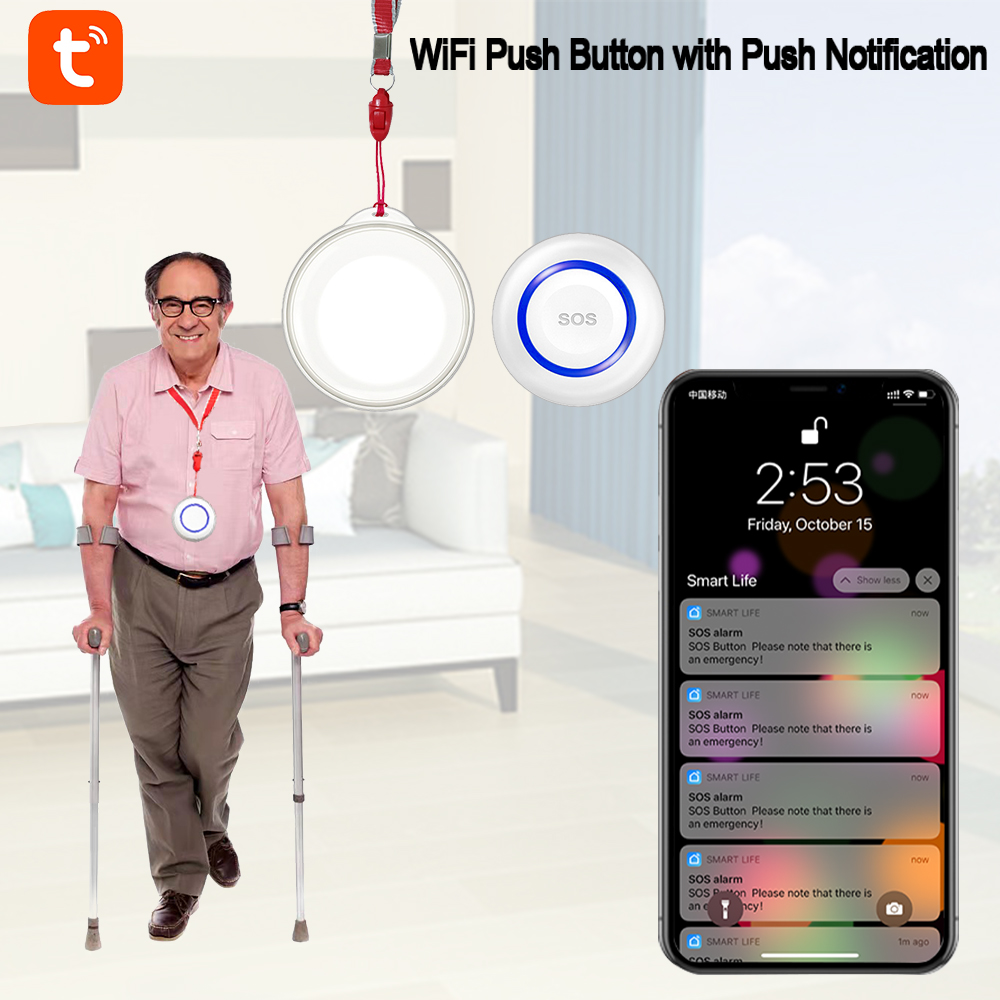 Tuya WiFi SOS Alarm Button Bat - Home Security Outdoor ulasan dan harga