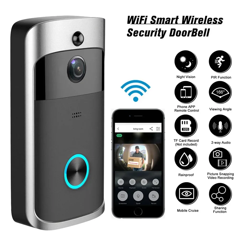 720P HD Smart Home Wireless WI - Home Security Bell ulasan dan harga