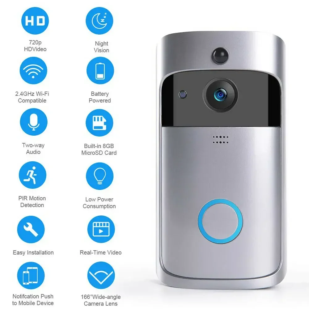 720P HD Smart Home Wireless WI - Home Security Bell ulasan dan harga